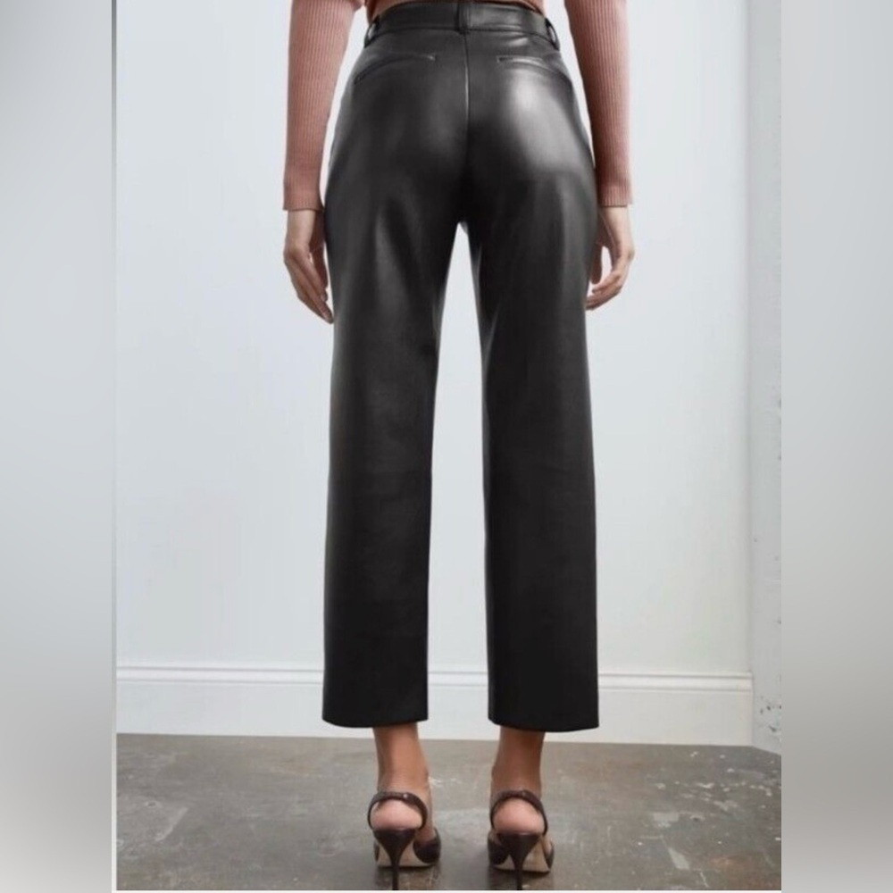 Babaton Black Straight-Leg Faux Leather Pants